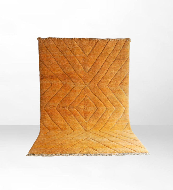 Limouna Luxe: Handwoven Orange Geometric Beni Mrirt Moroccan Rug