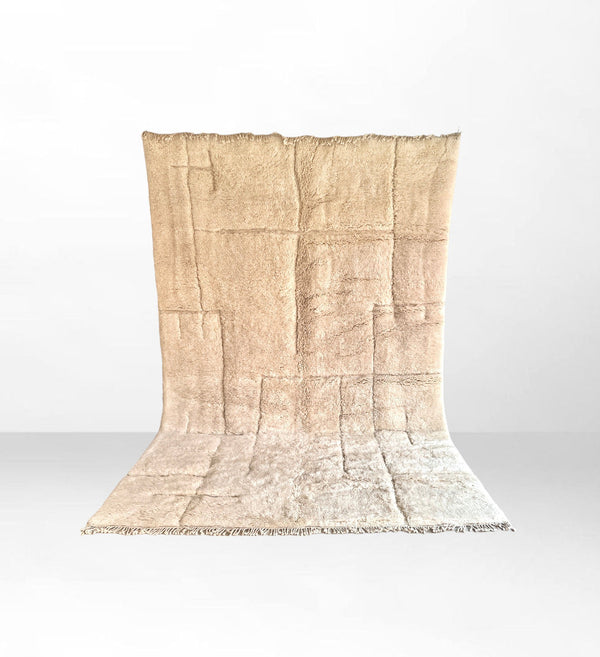 Rania Luxe: Handmade Off-White Beni Mrirt Moroccan Berber Rug