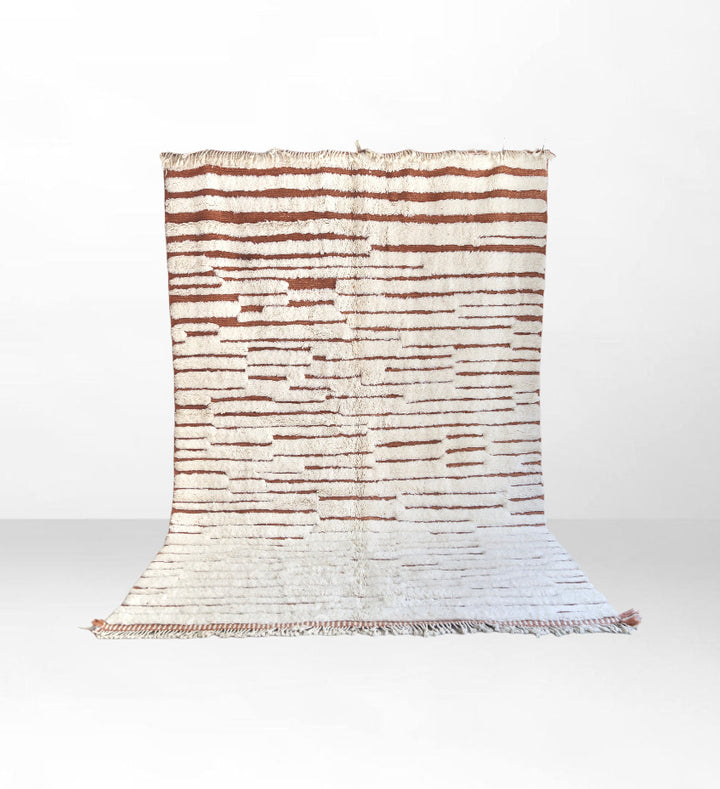 Moderna Chic: White & Red Berber Wool Rug