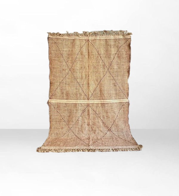 Brownie: Bohemian Wool Flat Weave Zanafi Rug in Earthy Brown