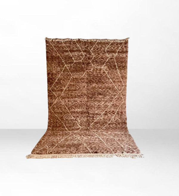 Tourabia: Handwoven Brown Beni Mrirt Berber Wool Rug with Geometric Pattern