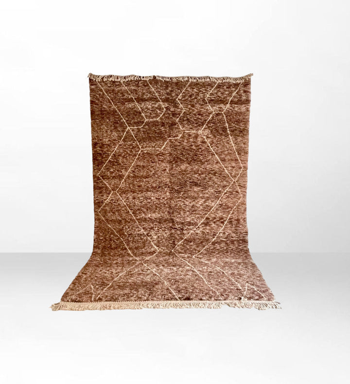 Tourabia: Handwoven Brown Beni Mrirt Berber Wool Rug with Geometric Pattern