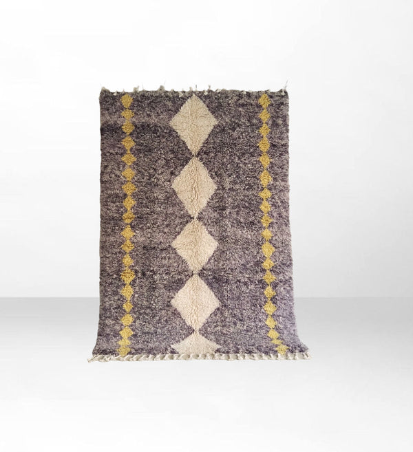 Farida: Dusty Gray Beni Ourain Trellis Diamond Wool Rug