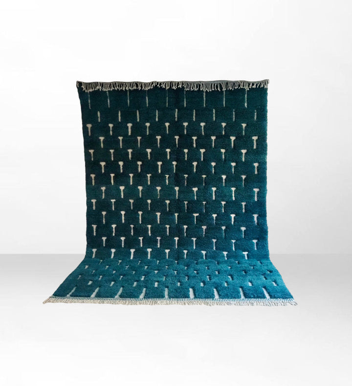 Ghaba: Aqua Green Beni Mrirt Luxurious Modern Wool Rug