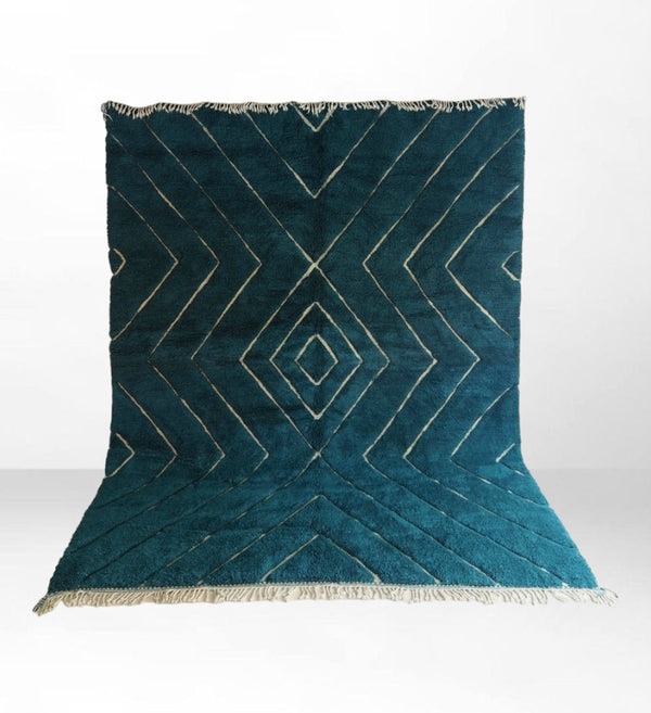 Custom Moroccan Modern Beni Mrirt Shag Berber Wool Rug - Gable Green - Plush, Luxurious, Shaggy, High Pile - Premium Quality