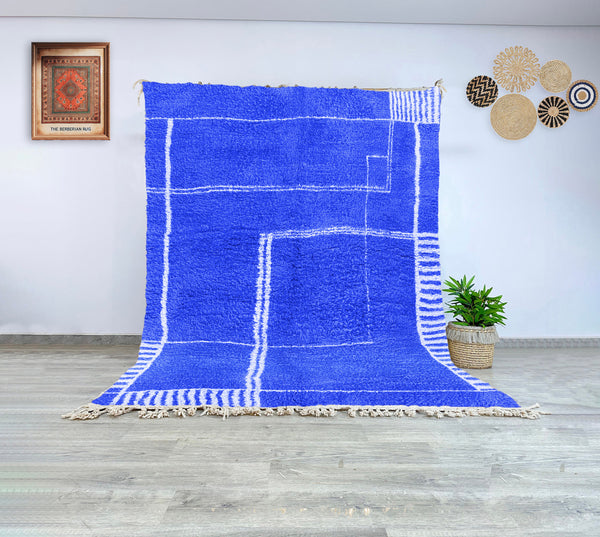 Amira Moroccan Handwoven Berber Wool Rug – Blue & White