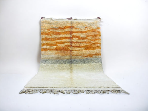 Zahra - Handmade Beni Mrirt Rug - Sunrise Luxe Carpet Modern Design in Off-White & Orange