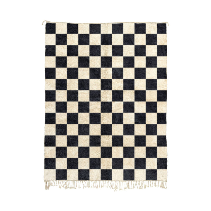 Khila - Handmade Black & White Moroccan Berber Checkered Rug