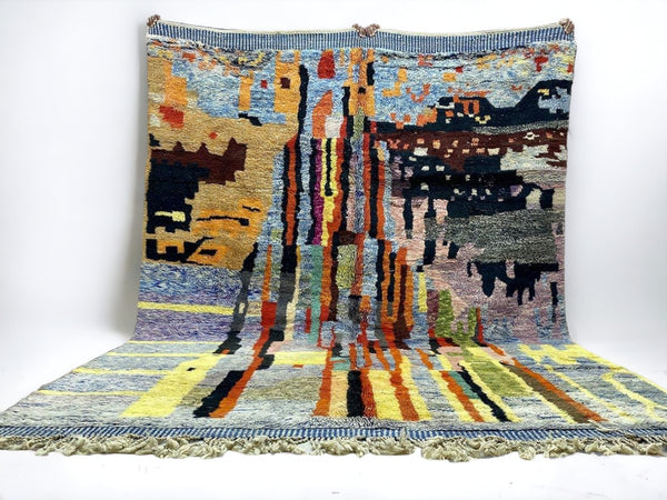 Zahra - Bohemian Multicolor Beni Ourain Rug - Handwoven Wool Carpet