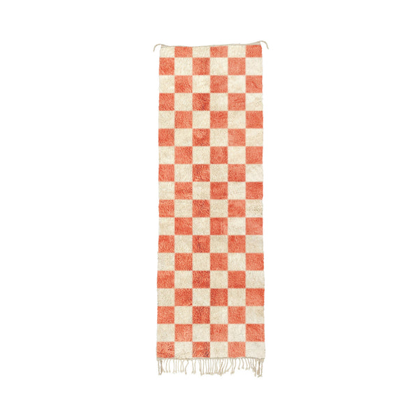 Nami - Custom Terracotta Moroccan Checkered Beni Mrirt Wool Runner Rug