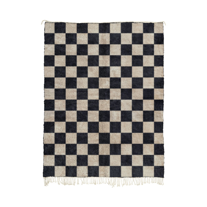 Nayf - Handwoven Black and Grey Moroccan Checkered Beni Mrirt Wool Rug