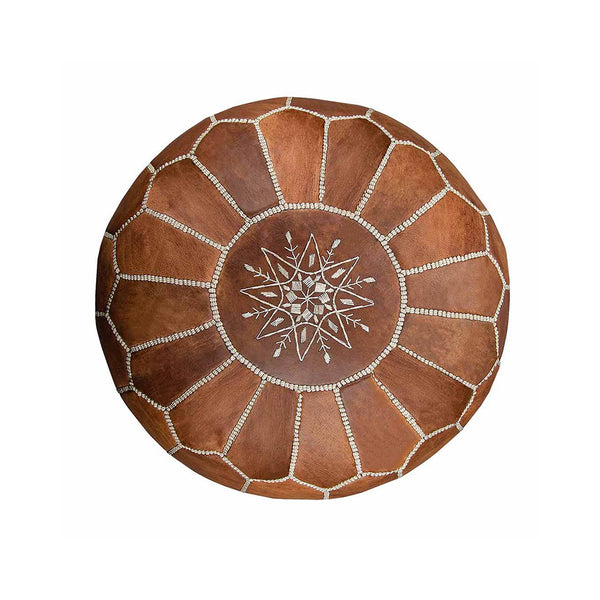 Moroccan Leather Pouf Ottoman